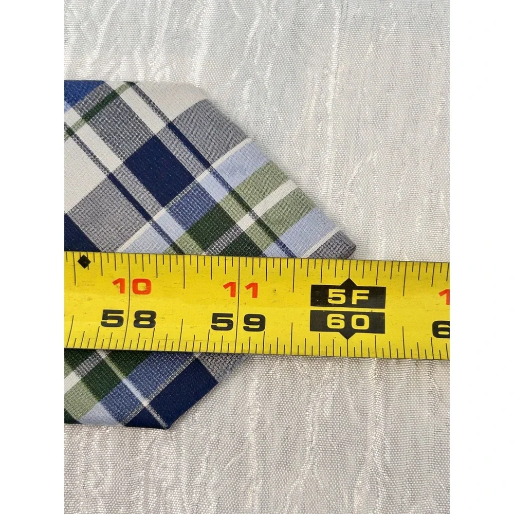 Nautica‎ Mens Blue Green White Plaid 100% Silk Necktie RN 121148
